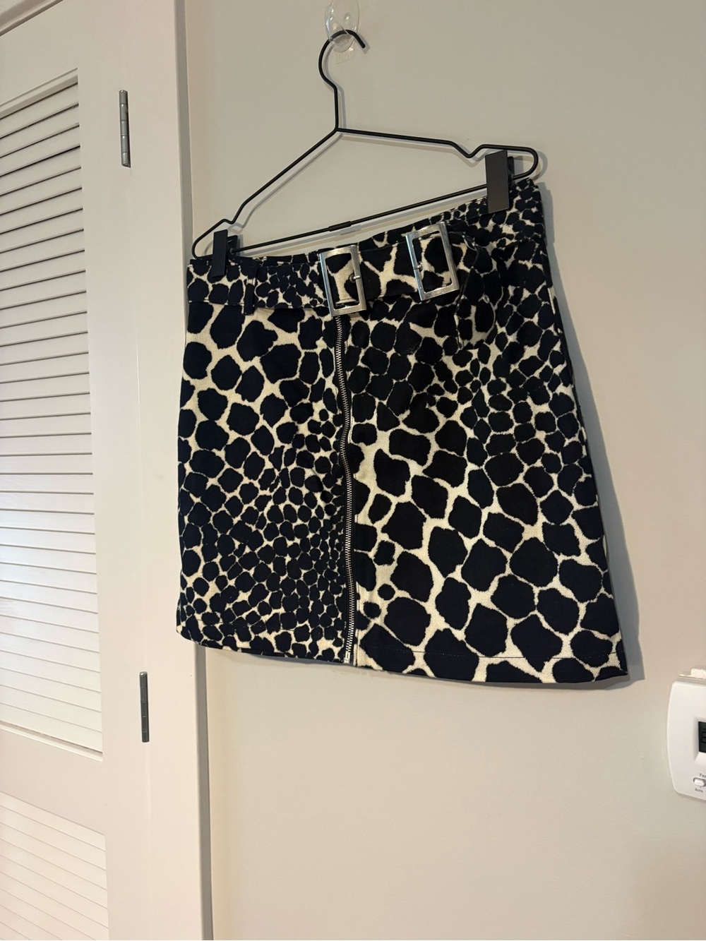 Top Shop Giraffe Printed Mini Denim Skirt